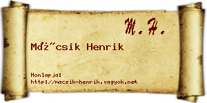 Mácsik Henrik névjegykártya