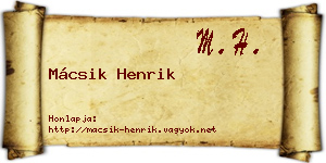 Mácsik Henrik névjegykártya